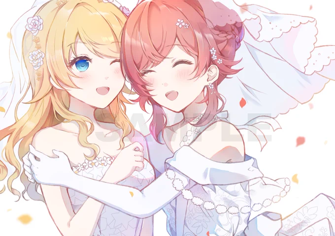 シャニマス7thLIVE螺旋 フラスタイラスト描かせていただきました。ウエディング衣装で描かせていただきました…!