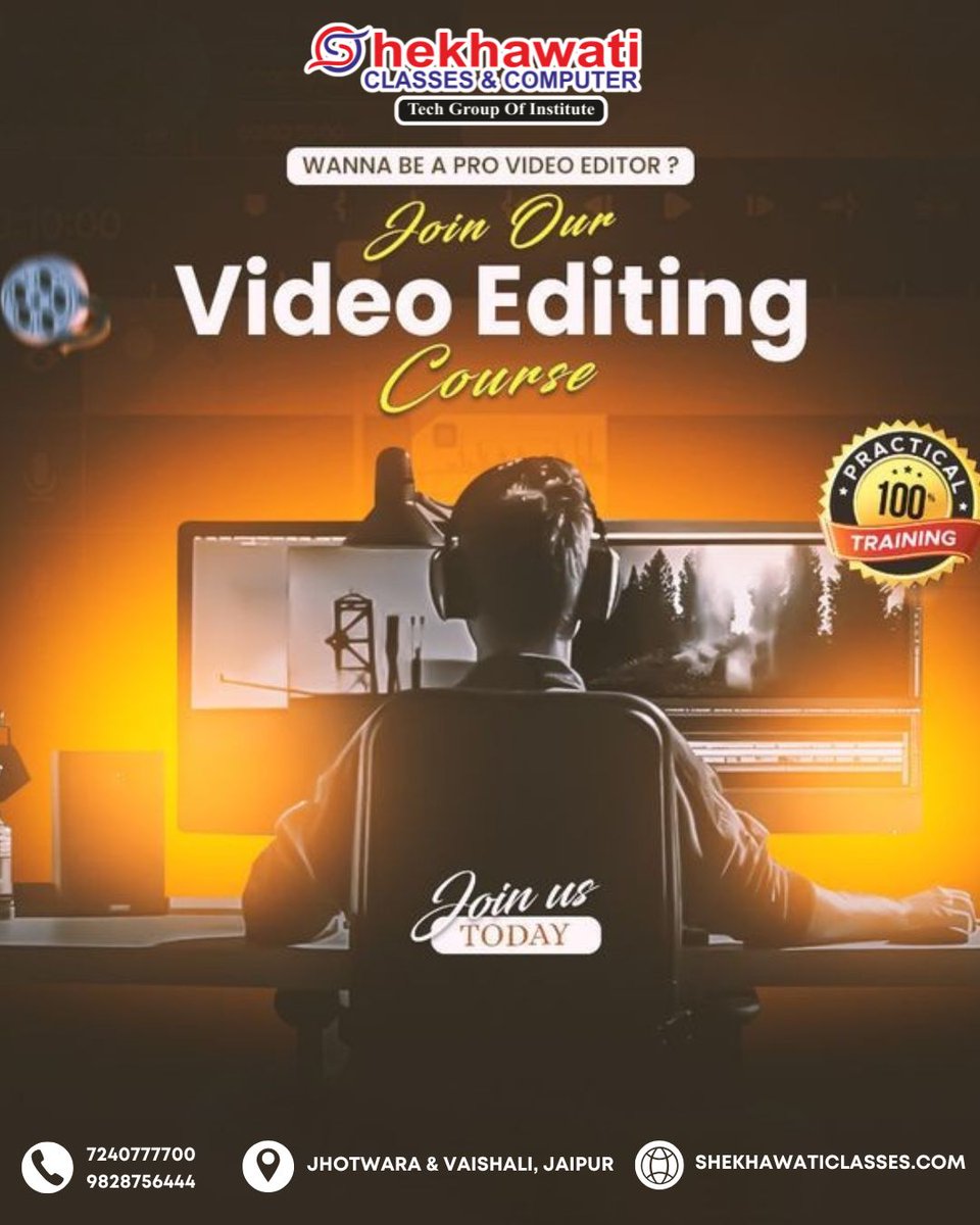 shekhaw29839's tweet image. Learn video editing like a pro! Join Shekhawati Classes &amp;amp; Computer, Jaipur’s best video editing course.
Master Adobe Premiere Pro, effects, transitions &amp;amp; more with 100% job assistance.  
Start your creative journey today! #shekhawaticlasses #VideoEditing #videoeditor #trending