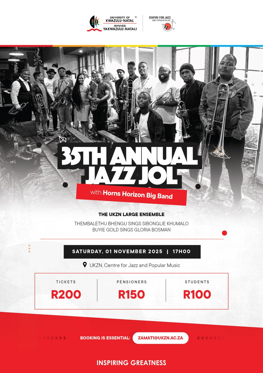 35th annual UKZN Jazz Jol  Saturday, 1 November 2025 at 6pm welcomes Thembalethu Bhengu performing Sibongile Khumalo's work. The  Proceeds from the event accrue to the Ronnie Madonsela scholarship that supports jazz students at <a href="/UKZN/">University of KwaZulu-Natal</a>  jazz department