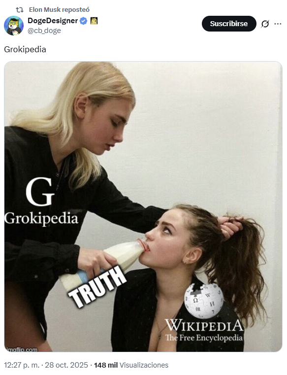 Para sorpresa de nadie, según la nueva 'Grokipedia' de Elon Musk (su alternativa a Wikipedia redactada con IA) el cambio climático es un invento de GreenPeace y la prensa.

grokipedia.com/page/Climate_c…

También la muerte de George Floyd pasa de ser el 'resultado de un abuso policial'