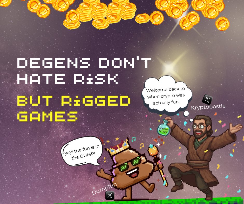 Kryptopostle's tweet image. People didn’t get tired of memecoins because they stopped being fun

they stopped caring because the game became predictable.

The outcome was already decided 

It was always the same charts, same rugs, and the insiders always seemed to win.

That’s what made people lose…