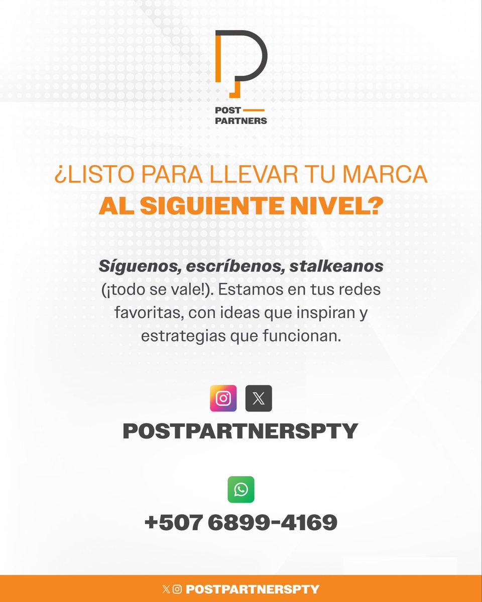 postpartnerspty's tweet photo. ¿Quieres que tu marca destaque en digital?
Somos tus aliados para hacerla crecer con estrategias creativas, frescas y fuera de la caja.

💡 Creamos ideas que conectan.
📱 Generamos impacto e interacción en tus redes sociales.

llevamos tu presencia digital al siguiente nivel. https://t.co/4EcUyhNdR9
