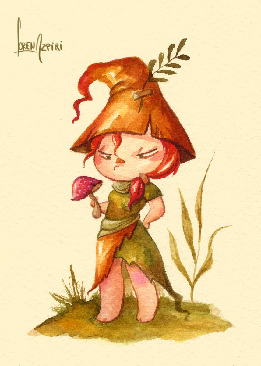 la bruja de hoy es una criatura campestre. Recorre los montes probando todo tipo plantas y setas y anotando sus efectos. #halloween