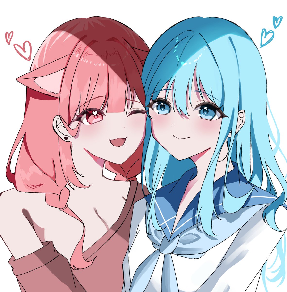 あずなよさんのオリキャラちゃんと、ごのちゃん一緒に描かせて頂きました🫶