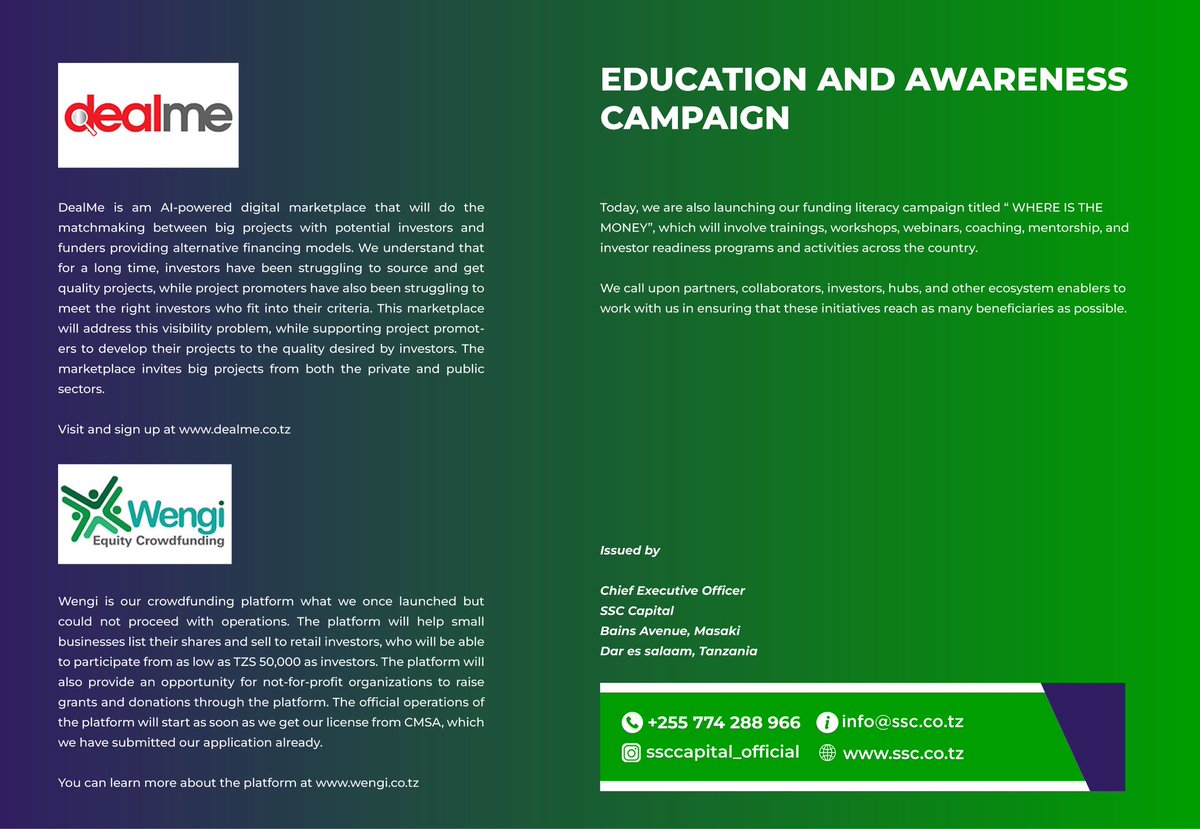 The launch of four (4) funding platforms in Tanzania