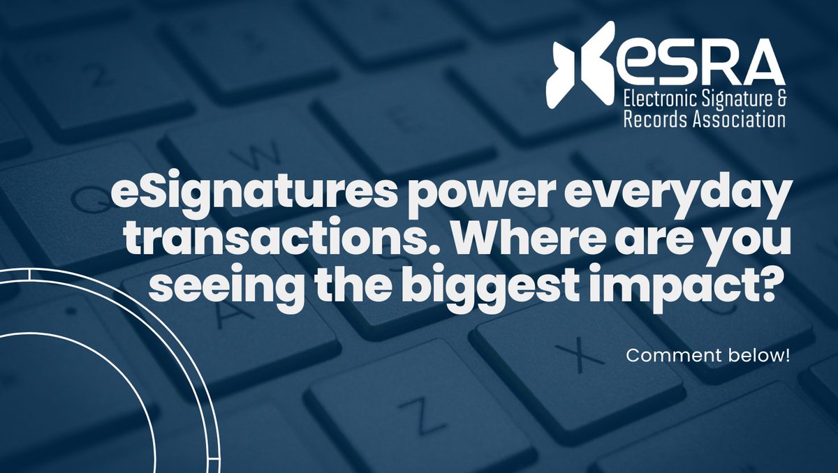 esignrecords's tweet photo. From mortgages to healthcare consents, eSignatures are powering everyday transactions. Where are you seeing the biggest impact? #DigitalTrust #TuesdayTips #ESRATipsTuesday https://t.co/LgNFiG6qyT