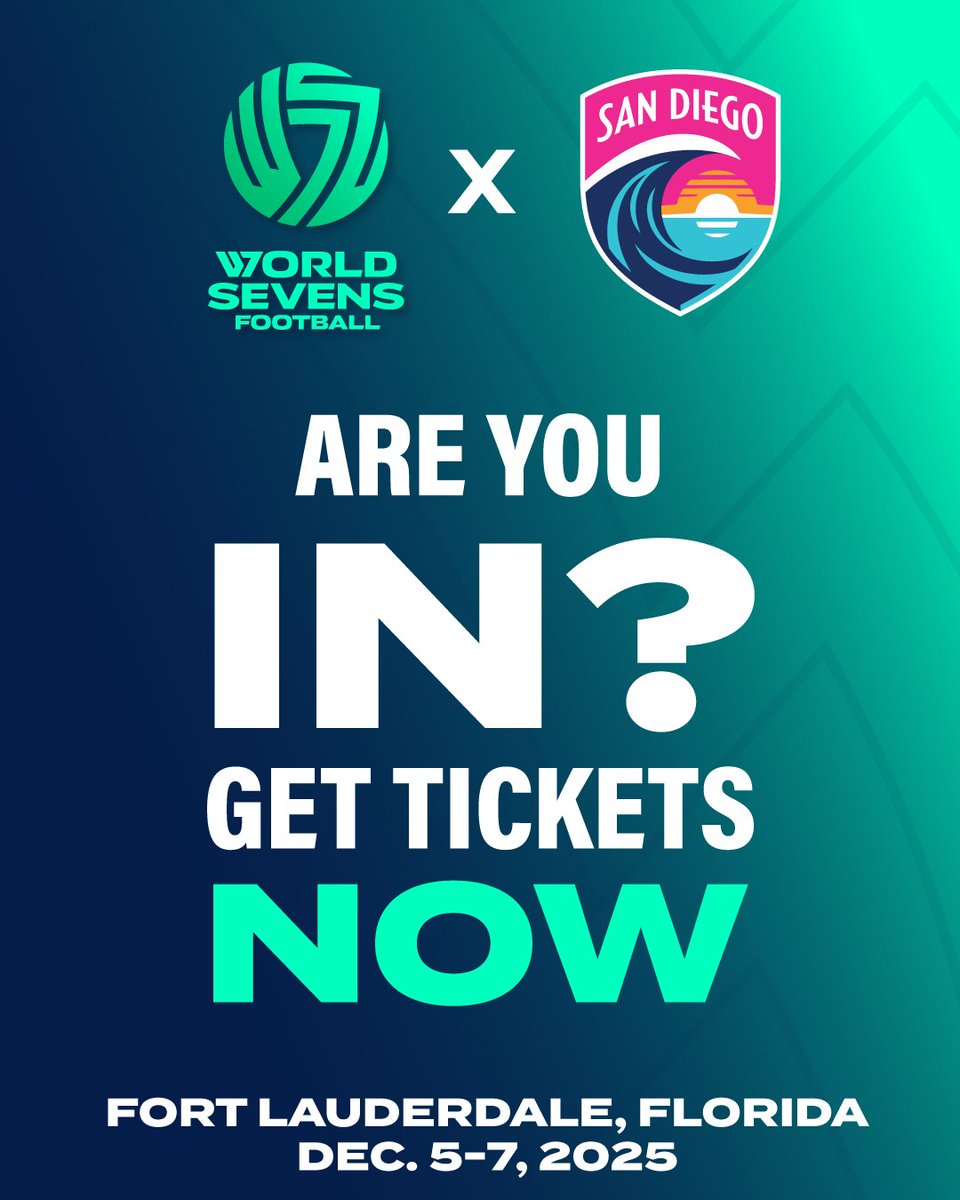 From the surf to the sevens 🌊⚽️. <a href="/sandiegowavefc/">San Diego Wave FC</a>  is in.
See them hit the pitch Dec 5–7 in Fort Lauderdale.
Tickets on sale now | Stream it live on <a href="/dazngroup/">DAZN</a>
