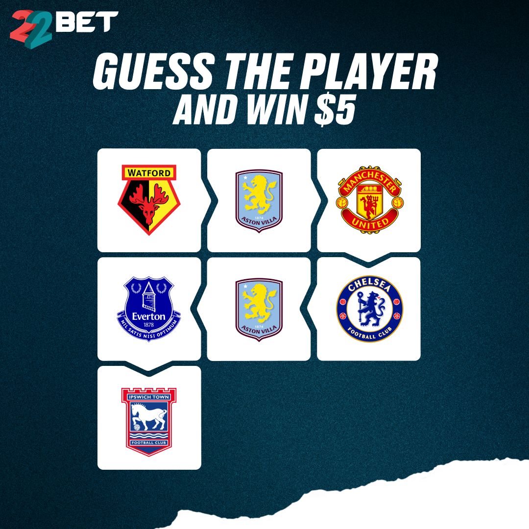 22bet_ghana's tweet photo. 🕵️‍♂️ GUESS THE PLAYER &amp; WIN $5! 💸
He’s played for these clubs — can you name him? 👀⚽️

💬 Drop your answer in the comments,
👥 Tag 2 friends, and
✅ Follow @22bet_ghana to qualify! 🔥

#22Bet #GuessThePlayer #FootballQuiz #EPLTrivia #WinWith22Bet #SoccerFans #FootballChallenge https://t.co/ZfwCkSl6XT