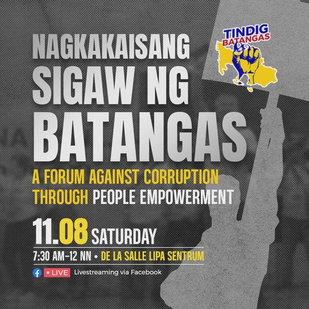 AlterBaguhang's tweet photo. I would like to invite evryone esp. #alterlipa #alterbatangas
Hindi na sapat ang pananahimik.
Panahon na para magkaisa laban sa kawalang pananagutan at korapsyon.
๐ฃ #NagkakaisangSigawNgBatangas
๐๏ธ Nov. 8 | ๐De La Salle Lipa Sentrum
#TindigBatangas #LabanSaKorapsyon https://t.co/ngQB2ovCDA