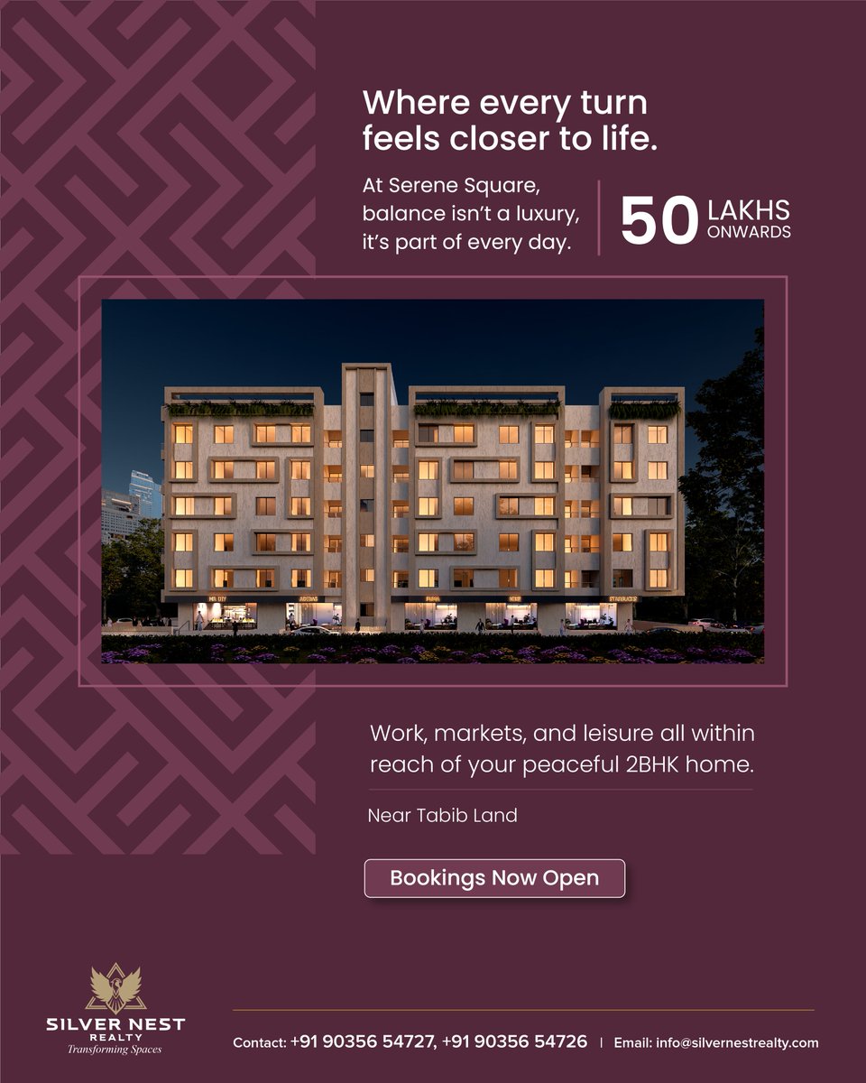 silver41886's tweet image. Find your calm in the city’s connected heart.
Live where convenience and comfort meet minutes from everything that matters. Your new beginning starts at Serene Square.
.
.
#serenesquare #silvernestrealty #hublihomes #urbanliving #connectedlifestyle #premiumhomes #2bhkhubli