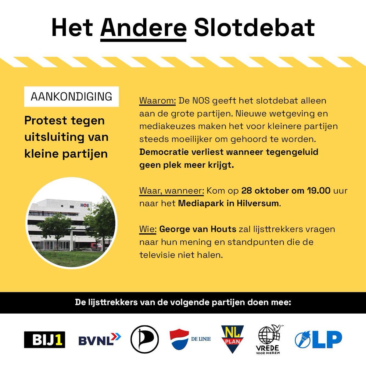 esramsterdam's tweet photo. Kom allen naar het Andere Slotdebat! 

Vandaag vanaf 19 uur, mediapark Hilversum. Meer info https://t.co/8EoEjG34sE 

Er komen allemaal leuke mensen zoals @tom_lamoen @Wftproof @marcelcrok @georgevanhouts @Matthijs85 @PascalePlusquin @WybrenvanHaga @TofikDibi @TilianHonig @petor76 @ricobrouwer 

Prima weer ook ⛅️