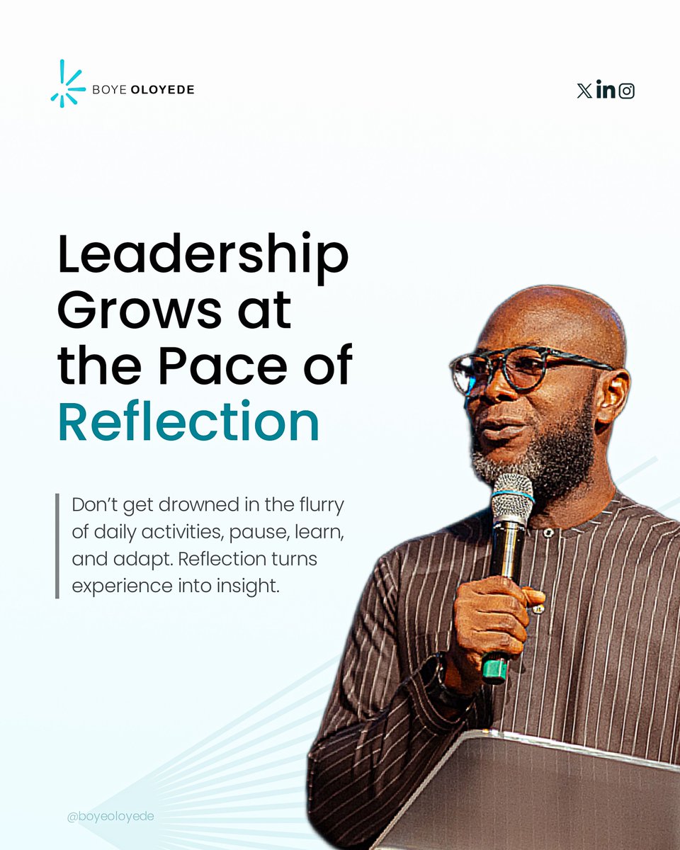 Every leader is busy but few are growing.
Reflection turns lessons into leverage.

Before you move to the next big thing, ask: What did this season teach me? If I get a do-over, what will I do differently?