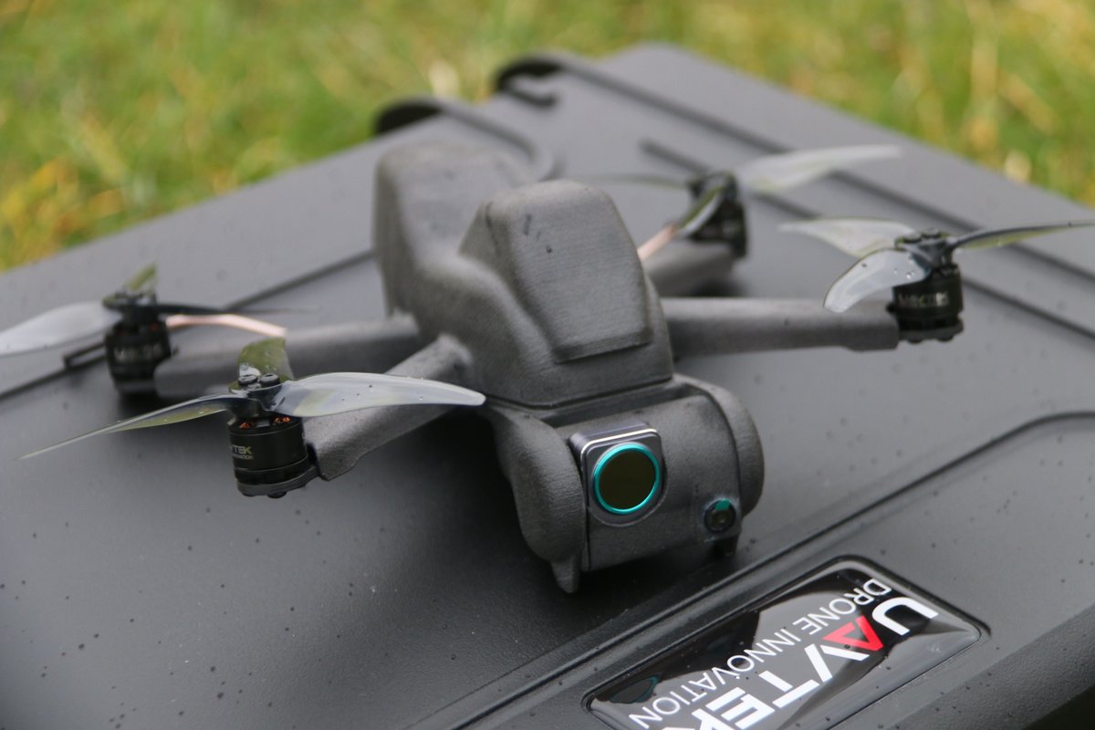 UAVTEK X2 Bug 

✅Sub-250g.
✅Engineered to perform in harsh environments.
✅Ultra-low visual signature.
✅Ready to fly in under 2 minutes.
✅AES 256 Encrypted datalink for trusted mission integrity.
✅ Stable flight in up to 45 knots.
Full specs at uavtek.com/x2bugnight