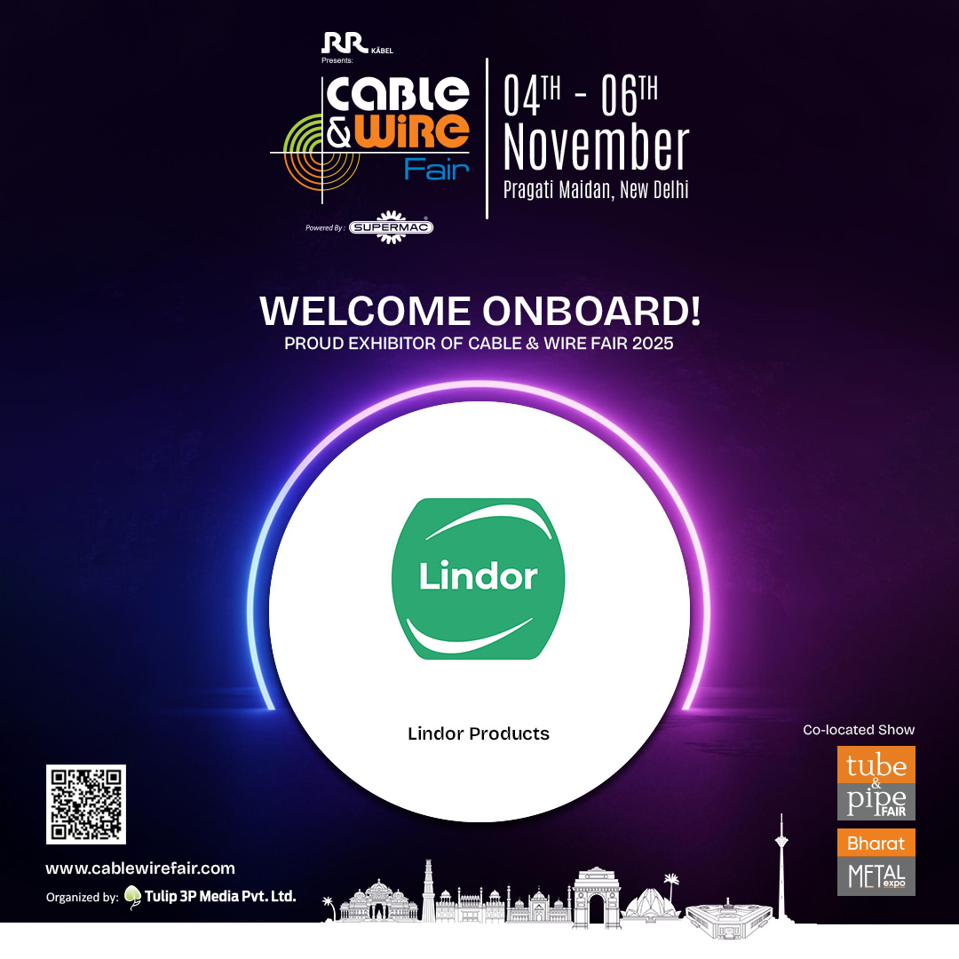 cablewirefair's tweet image. We are Honored to Welcome, Lindor Products at @CableWireFair 𝟐𝟎𝟐𝟓.

📅4-6 Nov 2025 |📍Pragati Maidan, New Delhi
🔗Visitor Registration: cablewirefair.com/visitor-regist…

#CableWireFair #CWF2025 #WireExpo #CableExpo #WireExhibition #WireIndustry #CableIndustry #CWF #Lindor
