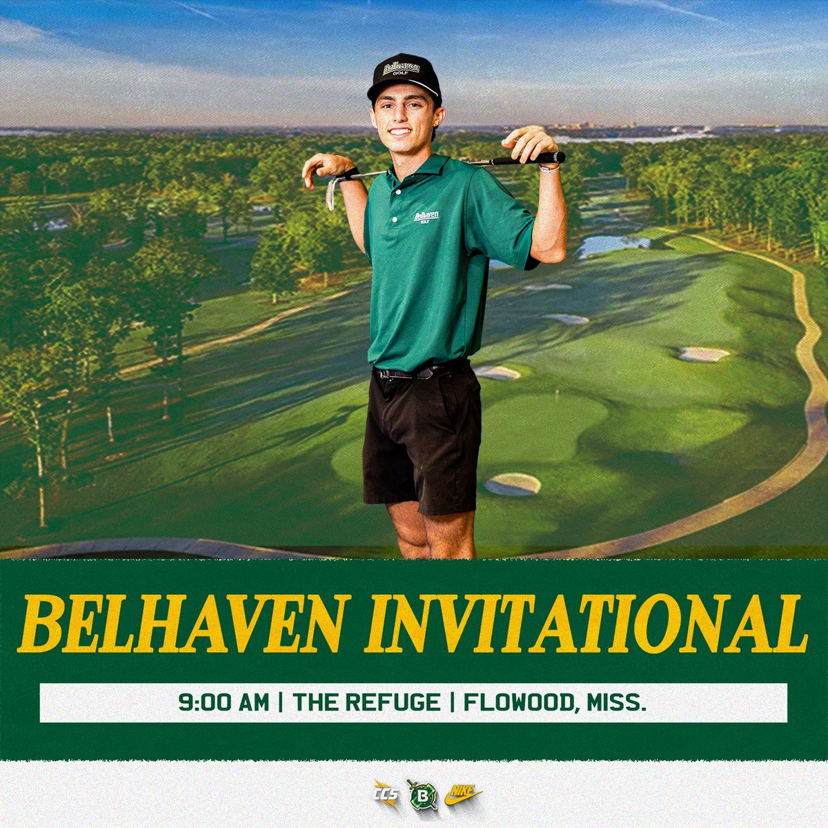 𝐅𝐢𝐧𝐚𝐥 𝐑𝐨𝐮𝐧𝐝 𝐚𝐭 𝐓𝐡𝐞 𝐑𝐞𝐟𝐮𝐠𝐞 

🆚  | Belhaven Invitational
⏰  | 9:00 AM
📍  | The Refuge (Flowood, Miss.)
🔗  | linktr.ee/BelhavenGOLF

#GoGreen