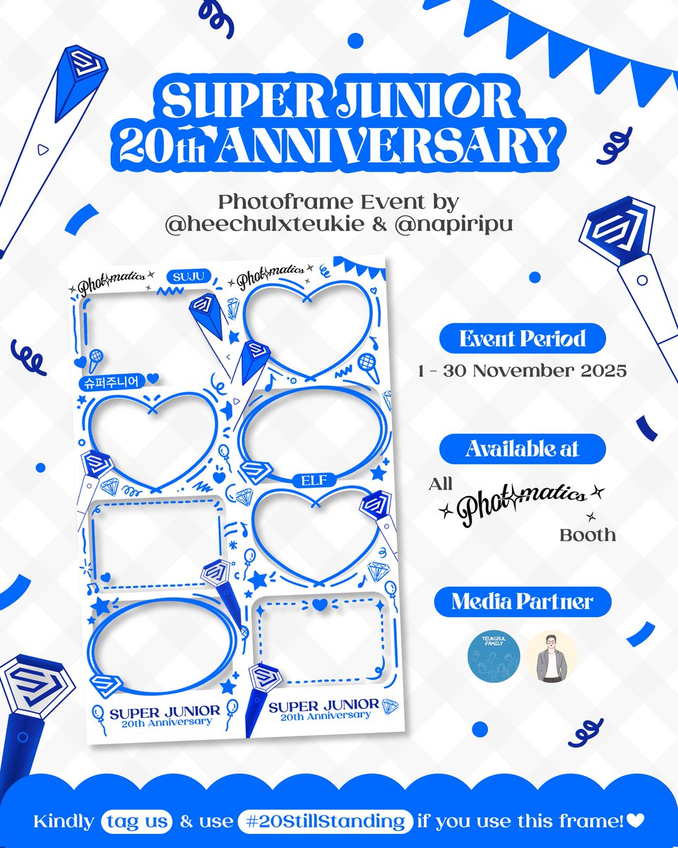 heechulxteukie's tweet image. 💎 𝐒𝐔𝐏𝐄𝐑 𝐉𝐔𝐍𝐈𝐎𝐑 𝟐𝟎𝐭𝐡 𝐀𝐍𝐍𝐈𝐕𝐄𝐑𝐒𝐀𝐑𝐘 𝐏𝐇𝐎𝐓𝐎𝐅𝐑𝐀𝐌𝐄 𝐄𝐕𝐄𝐍𝐓 💎

say cheese and strike your best pose! 
by @heechulxteukie @napiripu 💙
 
🗓️ 1 - 30 Nov
📍 @photomaticsid

kindly tag us and use #20StillStanding if you use this frame!💙

#SUPERJUNIOR