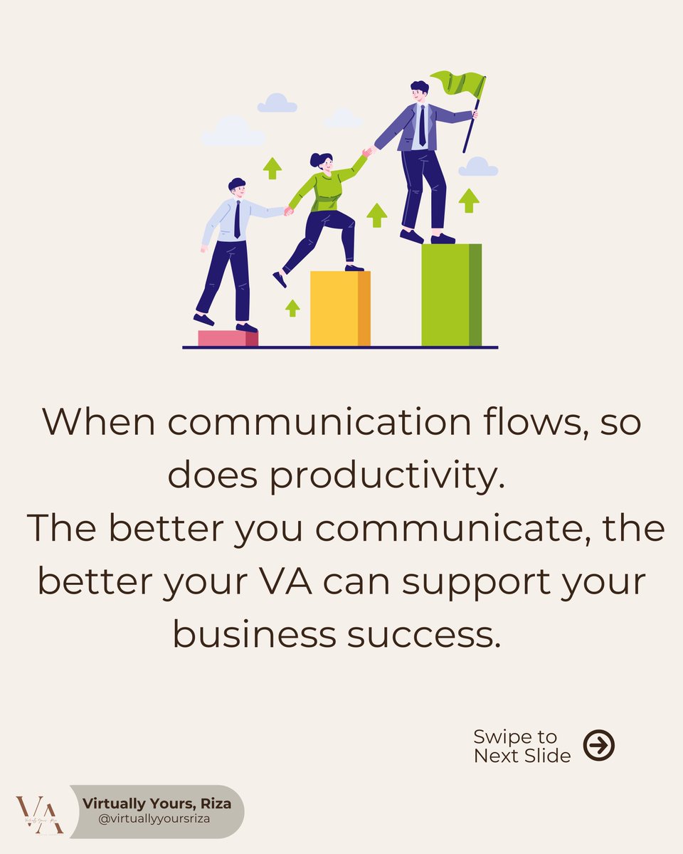 YourVARiza's tweet photo. Working with a VA but feeling like things get lost in translation sometimes? 
Here are some quick Do’s and Don’ts to help you build a strong client–VA relationship.

When communication flows, so does productivity. 

#VirtualAssistantTips #TeamworkMakesTheDreamWork https://t.co/7gDM3GqfRT