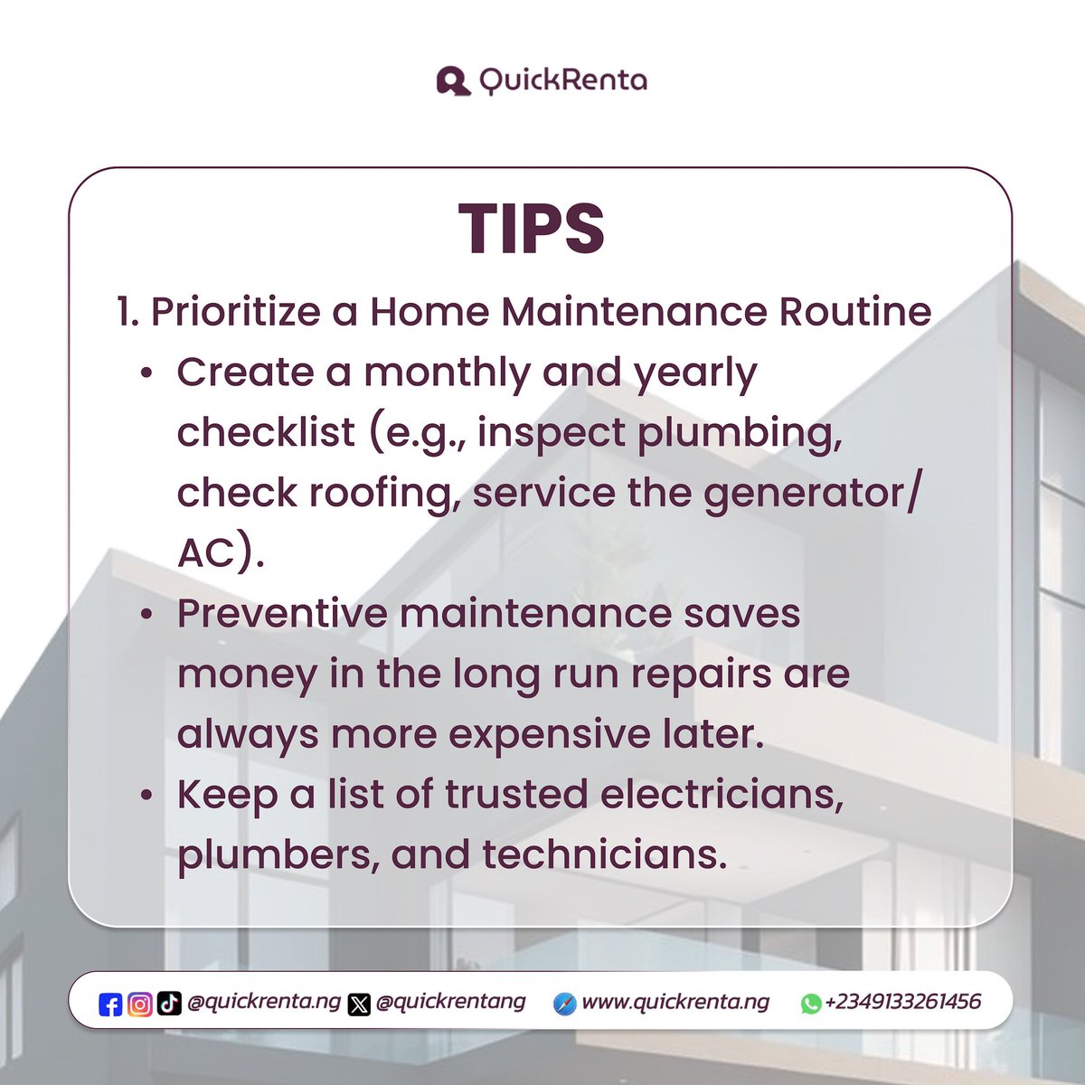 QuickrentaNG's tweet photo. Just bought your first home? Congratulations! 🎉 
Owning a home is a big step, and we’re here to make the journey smoother. From expert property advice to smart homeownership tips we’ve got you covered! https://t.co/W52myY4lFz
