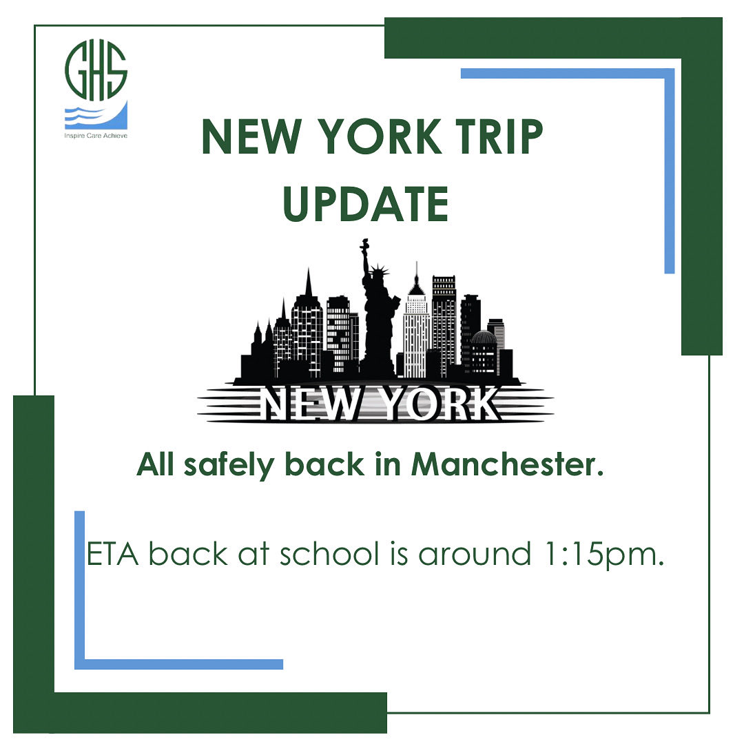 New York Trip Update - ETA at school is 1.15pm.