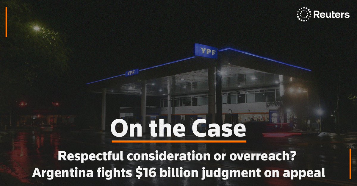 Two words — 'respectful consideration' — could be key in one of the year’s biggest appellate battles, as Argentina on October 29 asks the 2nd Circuit to overturn a staggering $16.1 billion judgment. Read <a href="/JgreeneJenna/">Jenna Greene</a>'s latest column for more: reut.rs/47c3us9