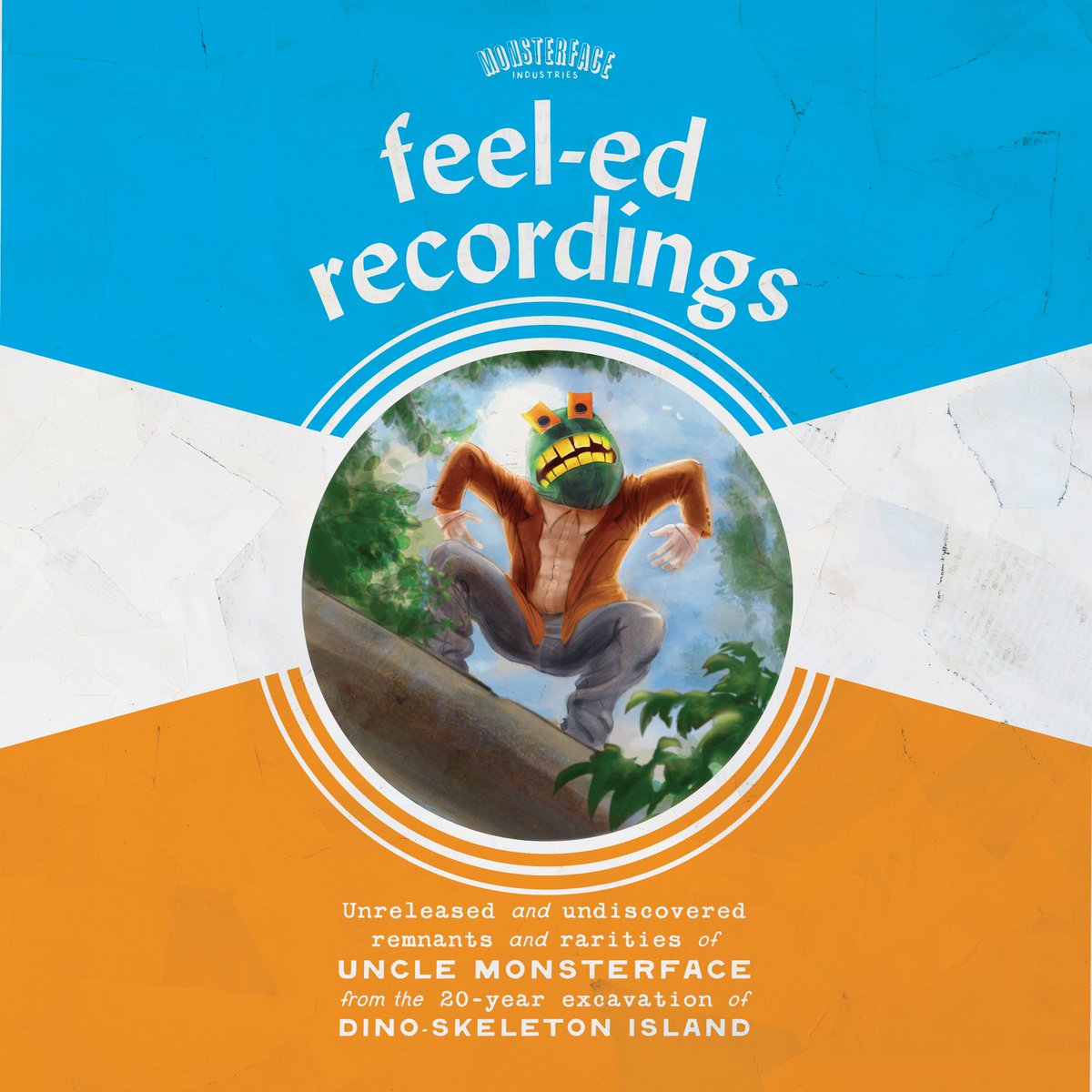 OUT TODAY ON BANDCAMP!
Monsterface Industries presents Feel-ed Recordings: Unreleased and Undiscovered Rarities and Remnants from the 20-year Excavation of Dino-Skeleton Island!
unclemonsterface.bandcamp.com/album/feel-ed-…

Features cover by Jesse Farrell and E. Epic Swanson