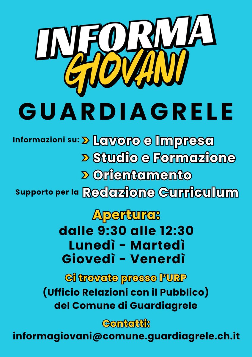 orlandoconsole's tweet photo. Sportello Informagiovani #Guardiagrele https://t.co/8kZ2mPmyVI