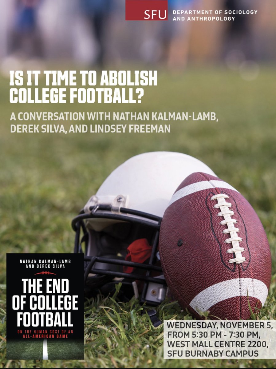 If you’re coming to <a href="/NASSSport/">NASSS</a> in Vancouver and arriving the day before it starts (or if you are already in the Vancouver area), <a href="/Derekcrim/">Derek Silva (derekcrim.bsky.social)</a> and I would love to see you at <a href="/SFU/">Simon Fraser University</a> on Wednesday, November 5 at 5:30 pm PT for this book talk, discussion, and Q + A.