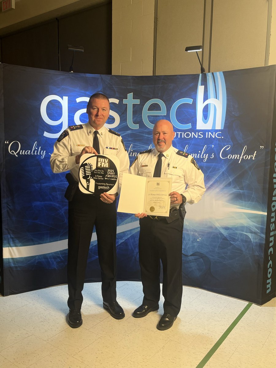 STPSmedia's tweet photo. Honoured to receive the “There When You Need Them Most” award at the 2025 myFM Spirit Awards, a communitynominated recognition that means so much to our team. 💙

Proud to serve St. Thomas and grateful for your continued support.

#stthomasproud #communityfirst #myFMSpiritAwards https://t.co/GcHmmnIwm4