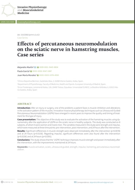 NEW PUBLICATION ALERT!!!
check this article via: View of Effects of percutaneous neuromodulation on the sciatic nerve in hamstring muscles. Case series