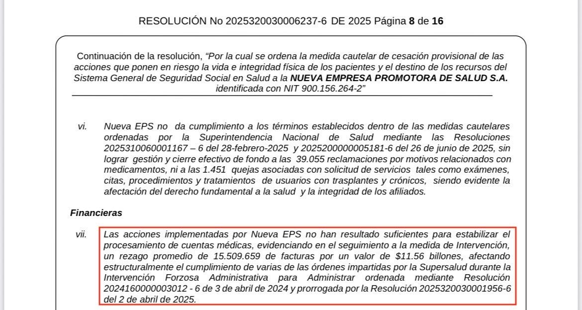 Tal como lo advertimos la semana pasada, el Gobierno, en un acto de total incoherencia, nombra como nuevo Superintendente de Salud al mismo interventor que —según la propia <a href="/Supersalud/">Supersalud</a>— dejó rezagado el procesamiento de cuentas médicas por $11,5 billones, entre otras graves