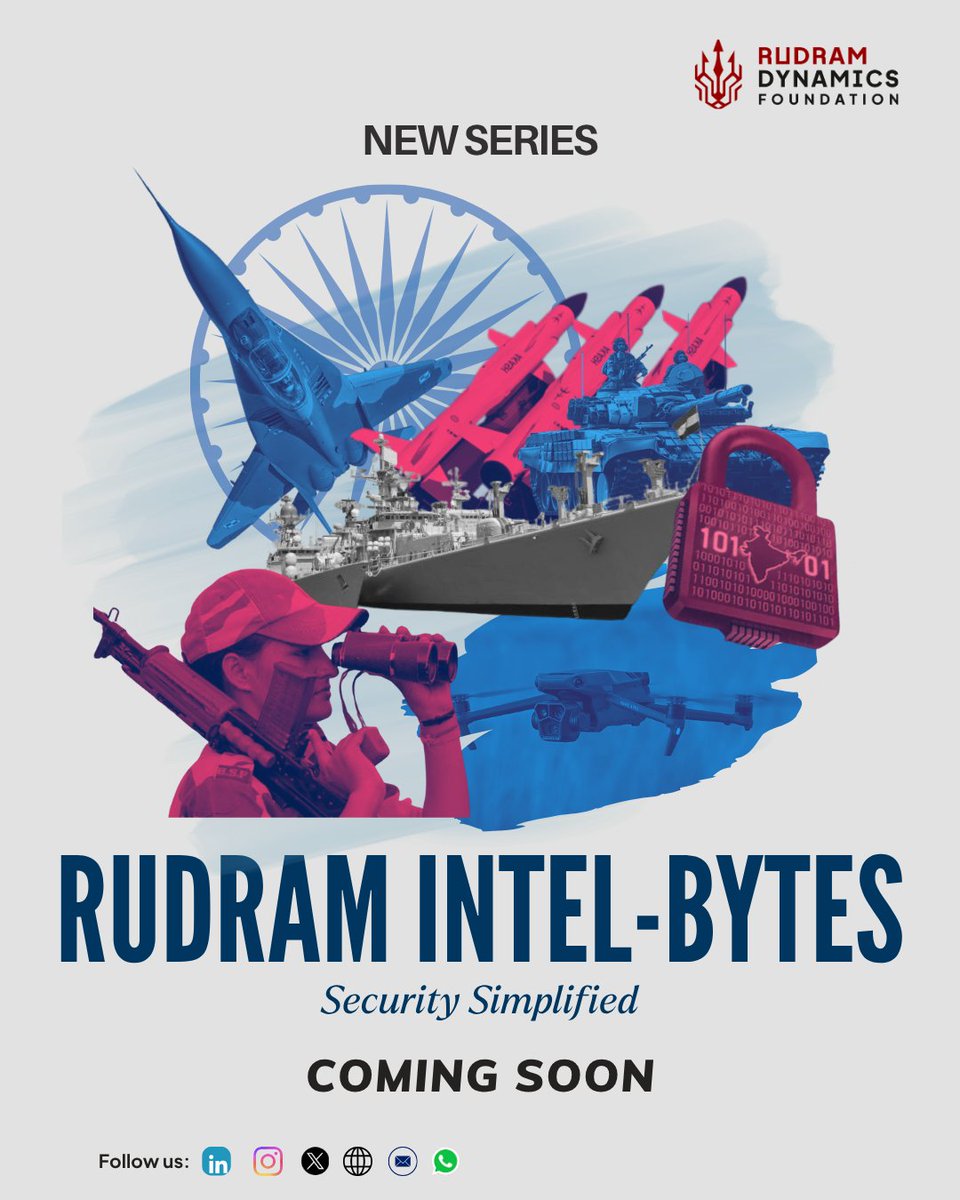 RudramDynamics's tweet image. From digital firewalls to battlefield strategy - every byte of information counts.

Introducing RUDRAM INTEL-BYTES, where we decode the science of security, one byte at a time.
🔐 Security Simplified. Coming Soon.
#RudramIntelBytes #RudramDynamics #NationalSecurity
#IndianForces