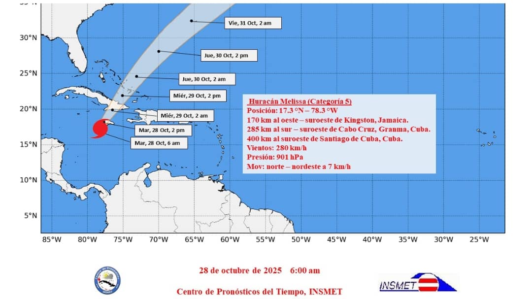 Médicos y Enfermeras GBTCP3 (@gbtcp3mzllo) on Twitter photo El  #HuracánMelissa cada vez más cerca de la Patria, vamos a cumplir todas las orientaciones, a preservar la vida. 
Se espera que su centro se aproxime a la costa sur de la región oriental de #Cuba durante la noche de hoy y en la madrugada del miércoles.
#PreparadosYAlertas El  #HuracánMelissa cada vez más cerca de la Patria, vamos a cumplir todas las orientaciones, a preservar la vida. 
Se espera que su centro se aproxime a la costa sur de la región oriental de #Cuba durante la noche de hoy y en la madrugada del miércoles.
#PreparadosYAlertas