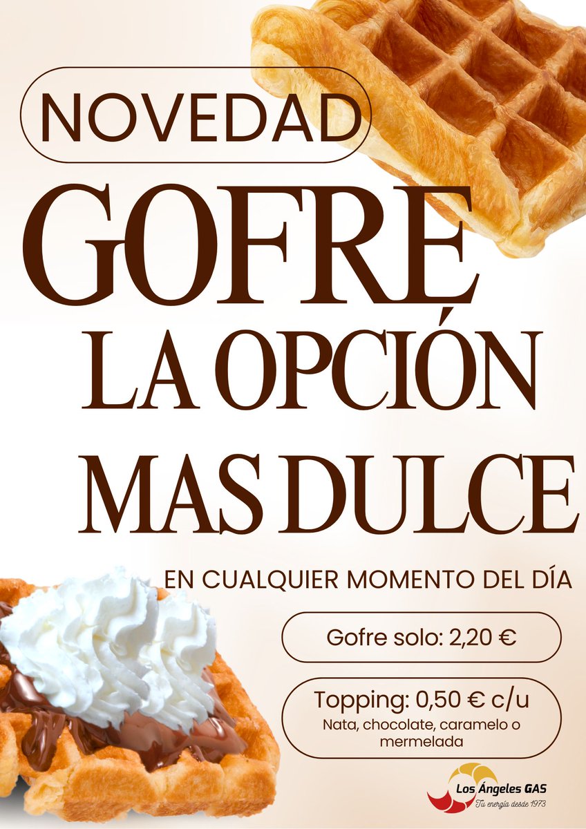 En la cafetería <a href="/LosAngelesGas/">Los Angeles Gas</a>  #Brión hemos ampliado la oferta más dulce, ahora ya podrás pedir gofres, para una merienda perfecta o en cualquier momento del día.
Nos vemos!
