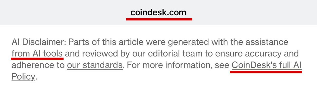 ASHRAF | CryptoMe (@ashraf_cryptome) on Twitter photo الأخبار نفسها صارت تحتاج (تحقق من الأخبار) ⚠️
اليوم بالصدفة دخلت أقرأ مقال في <a href="/CoinDesk/">CoinDesk</a> 
الاشهر في الـ Web3 واكتشفت شي غريب جدا 👇
الموقع بدأ يستخدم الذكاء الاصطناعي لكتابة الأخبار 
والتحليلات .
يعني المقال اللي تقرأه عن السوق ممكن يكون 
مكتوب بالكامل من روبوت مو من صحفي حقيقي الأخبار نفسها صارت تحتاج (تحقق من الأخبار) ⚠️
اليوم بالصدفة دخلت أقرأ مقال في <a href="/CoinDesk/">CoinDesk</a> 
الاشهر في الـ Web3 واكتشفت شي غريب جدا 👇
الموقع بدأ يستخدم الذكاء الاصطناعي لكتابة الأخبار 
والتحليلات .
يعني المقال اللي تقرأه عن السوق ممكن يكون 
مكتوب بالكامل من روبوت مو من صحفي حقيقي