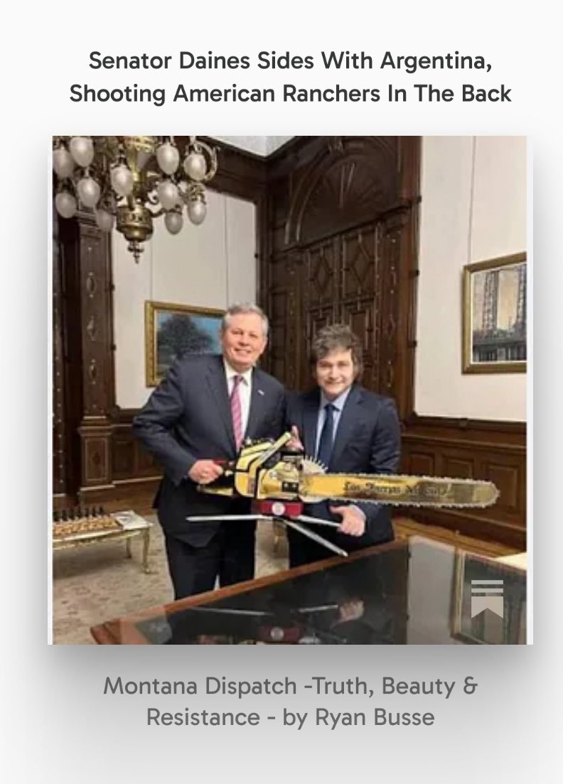 “Every good Western contains a despicable character just like Steve Daines. You know, the worst kind of pick-me politician who makes a big show of religiosity and public virtue, but privately gets off on siding with the criminal gang…”

open.substack.com/pub/ryandbusse…