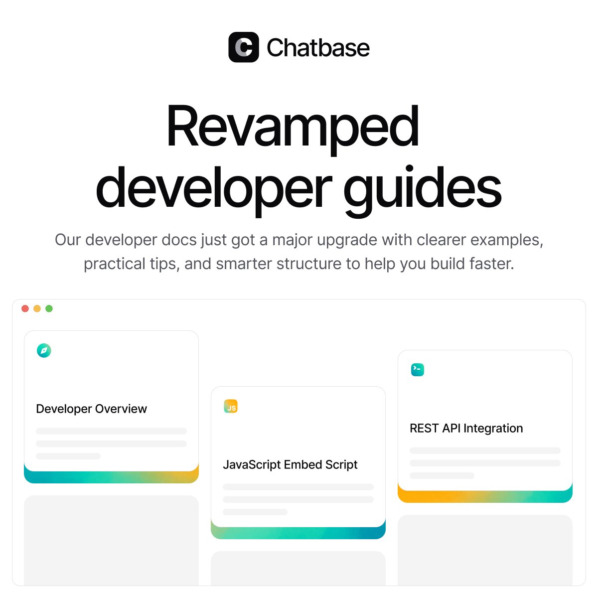 chatbase's tweet image. Our new developer guides are here. Clearer, smarter, and built around you, so you can move faster and get more done.

Building just got easier!