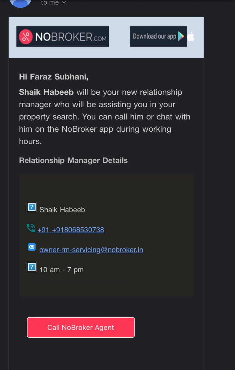 subhani_faraz's tweet photo. @NoBrokerCare This is my RM , I have not receieved any call from him even once after onbaording, no way to reach out to him and I am not getting any asisitance , everyone in unreacheable after receiving the payment. https://t.co/RIPDttiaA8