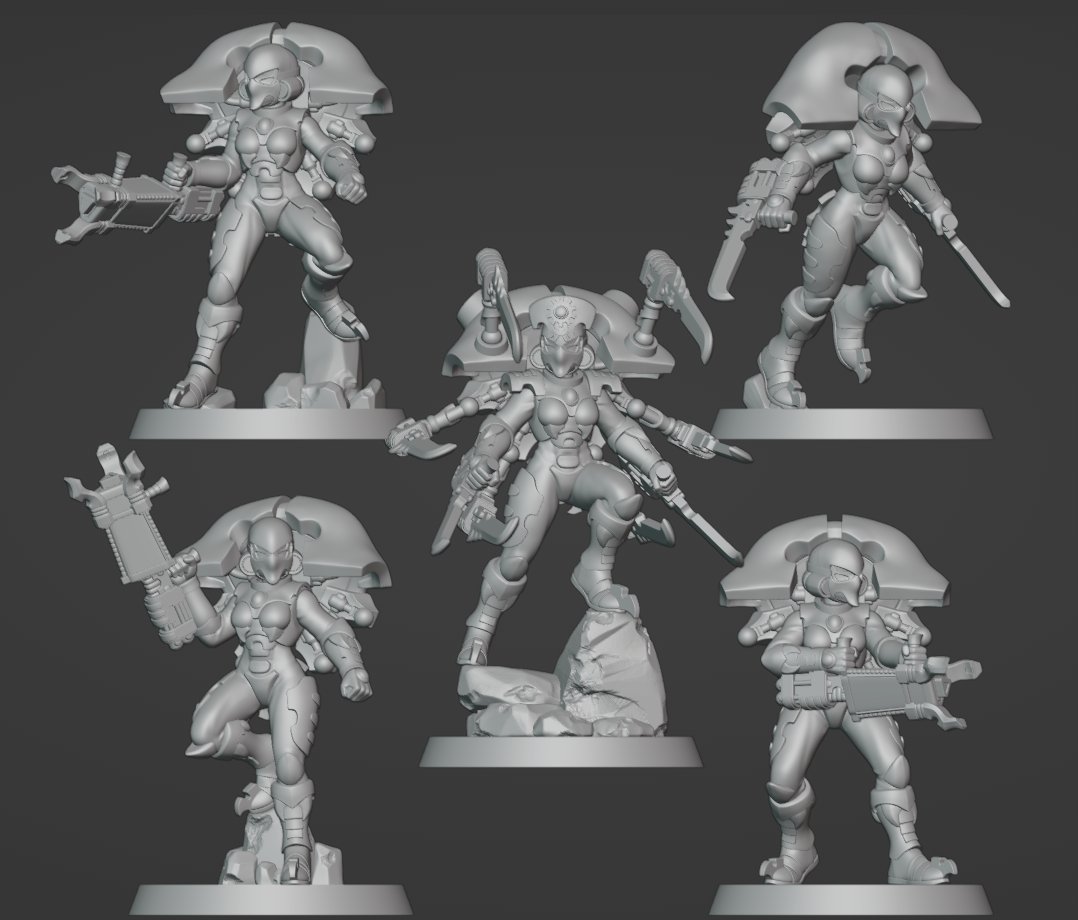 Chepac_3d's tweet image. Listo escuadrón completo, ahora solo queda imprimirlo y sacar renders.  🕷️🧝‍♂️

#STL #blender #3dmodel #3dart #miniature