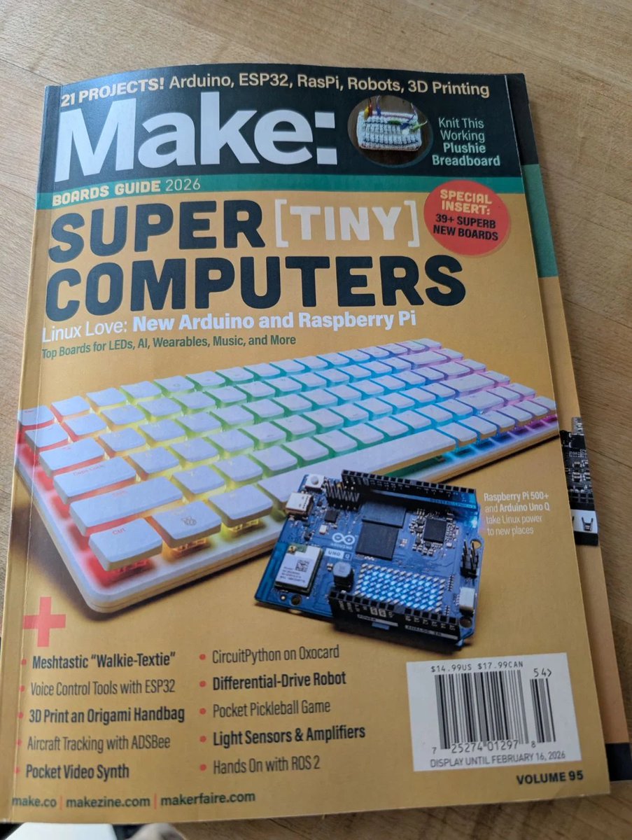 Raspberry_Pi's tweet image. Look, it’s us!
The new Raspberry Pi 500+ is on the cover of Make magazine 🤩 
raspberrypi.com/products/raspb…