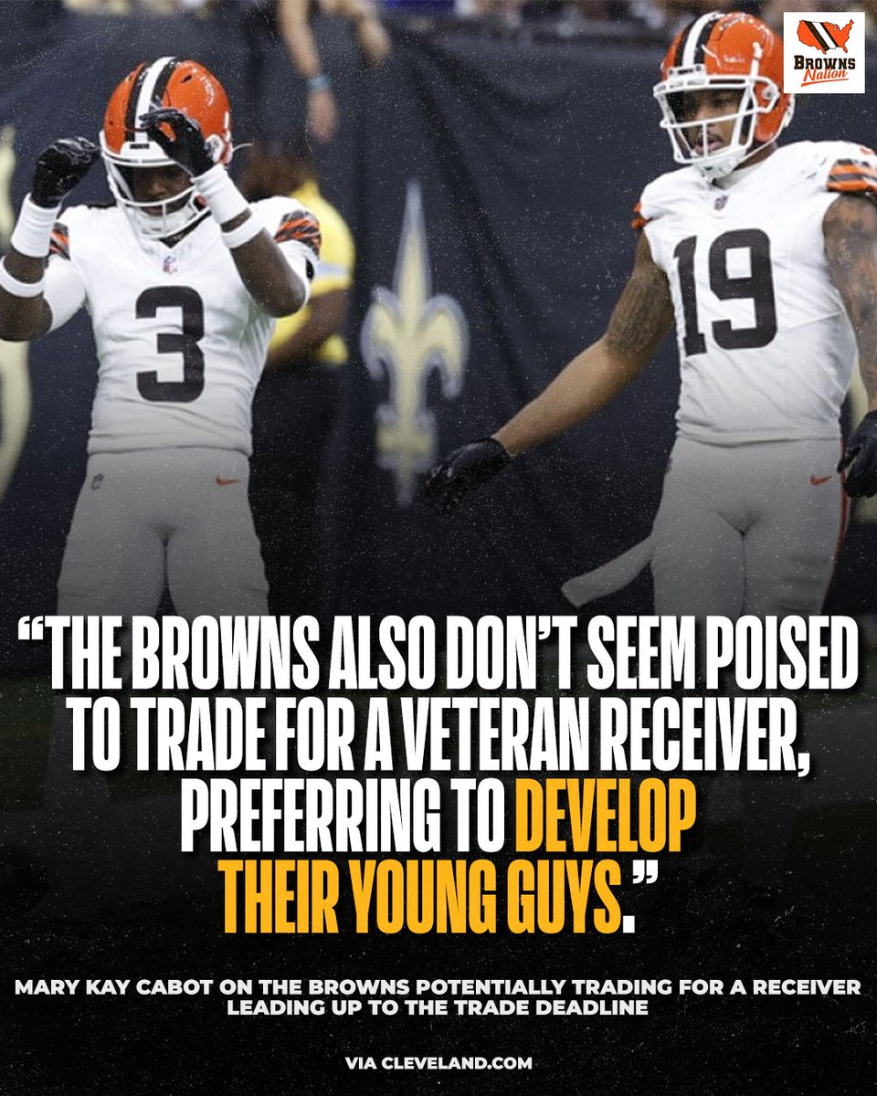 BrownsNationcom's tweet photo. Browns reportedly won't look to address their WR room at the trade deadline. https://t.co/CxsanVqOmA