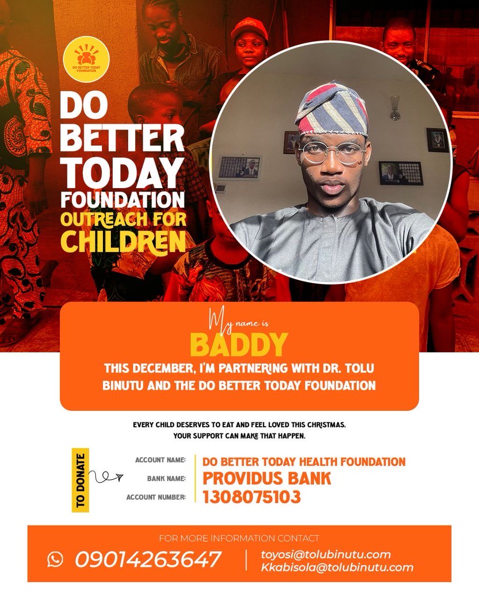 The goal is to feed 5000 children this December with the Do Better Foundation, your little support goes a long way.. please retweet this❤️