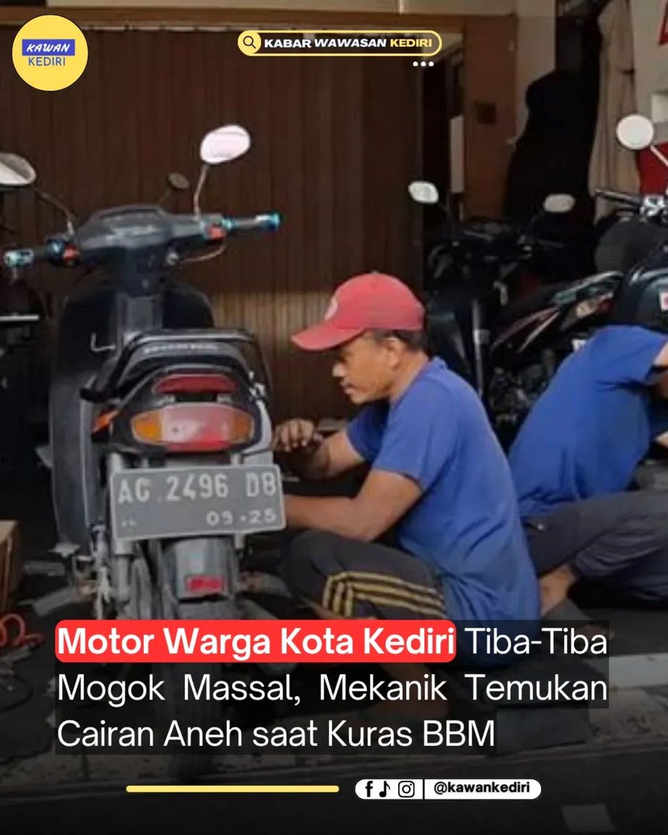 Fenomena sepeda motor mogok massal akibat dugaan masalah pada BBM Pertalite kini mulai terjadi di Kota Kediri.