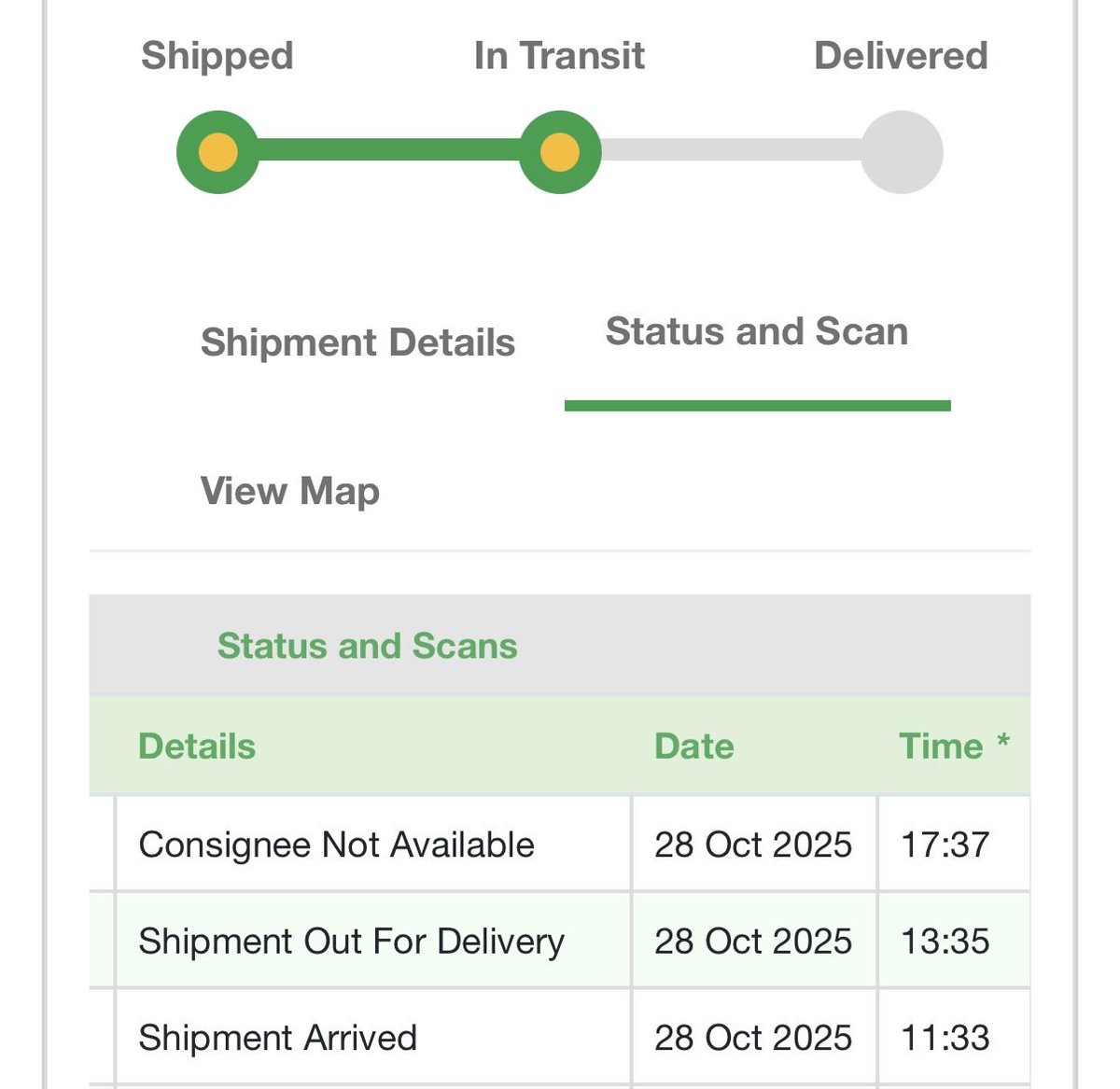 LiveFromALounge's tweet photo. The usual at @BlueDart_, no attempt to deliver package so they just sit at their home and office and go consignee not available https://t.co/r3B1Ag76i9