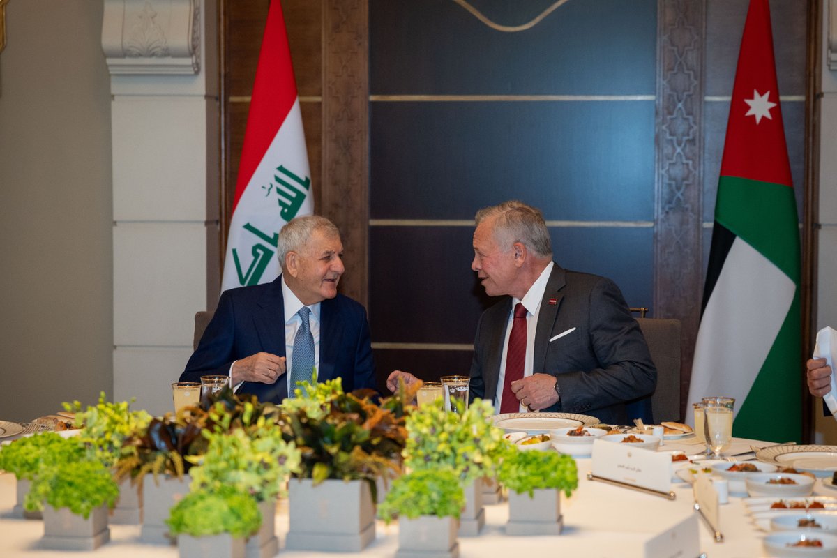 His Majesty King Abdullah II meets with #Iraq President Abdul Latif Rashid to discuss ways to expand economic, trade and investment cooperation
#Jordan