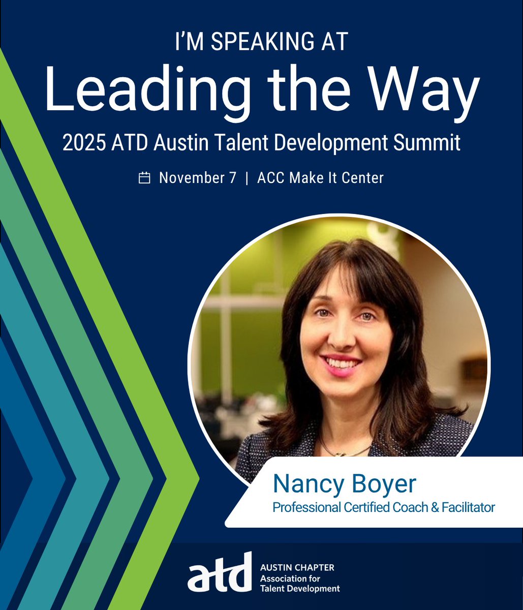 ericksoncoaches's tweet image. 📢 Don&apos;t miss Erickson coach, mentor, facilitator and proud ATD member, Nancy Boyer, talking at the upcoming ATD Talent Development Summit  on 📅 7 November 2025.

For more info on the speaker line-up and to register, visit hubs.la/Q03QnMGQ0. #SolutionFocusedCoaching