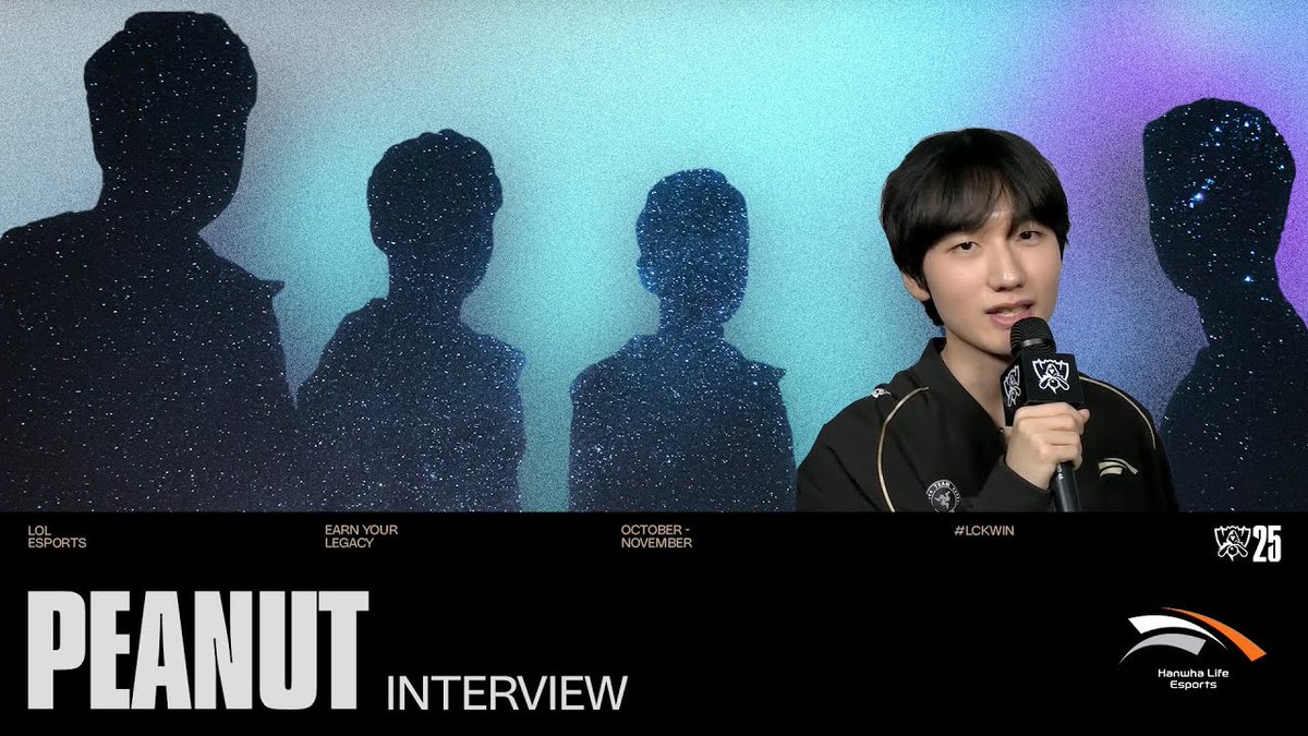 feviknight's tweet photo. Absolutely beautiful thumbnail by LCK to pay tribute to Peanut on his final interview.. the Last Star of ROX fades away to join up with the legends 🌠 ˚　　　　✦　　　.　　. 　 ˚　.　　　　　 . ✦　　　 　˚　　　　 . ★⋆. ࿐࿔ 
　　　.   　　˚　　 　　*　　 　　✦　　　.　　. https://t.co/EKwyk8grDc