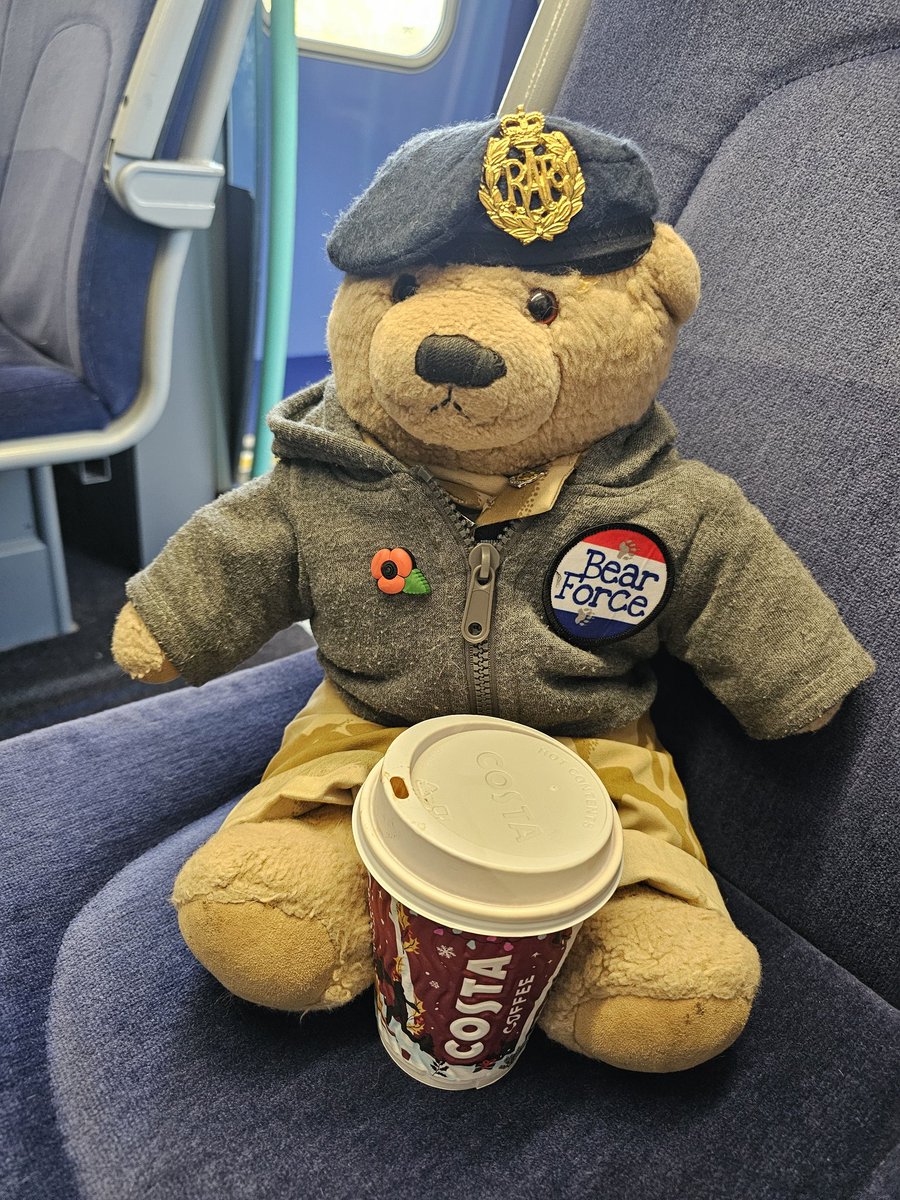 0013ellie's tweet image. GB is excited , so he has come armed with his 1st Terry&apos;s chocolate orange hot chocolate from @CostaCoffee 

we&apos;re off to Canterbury to see Cat Cafe to see the cats! we&apos;re currently on @Se_Railway to Canterbury West