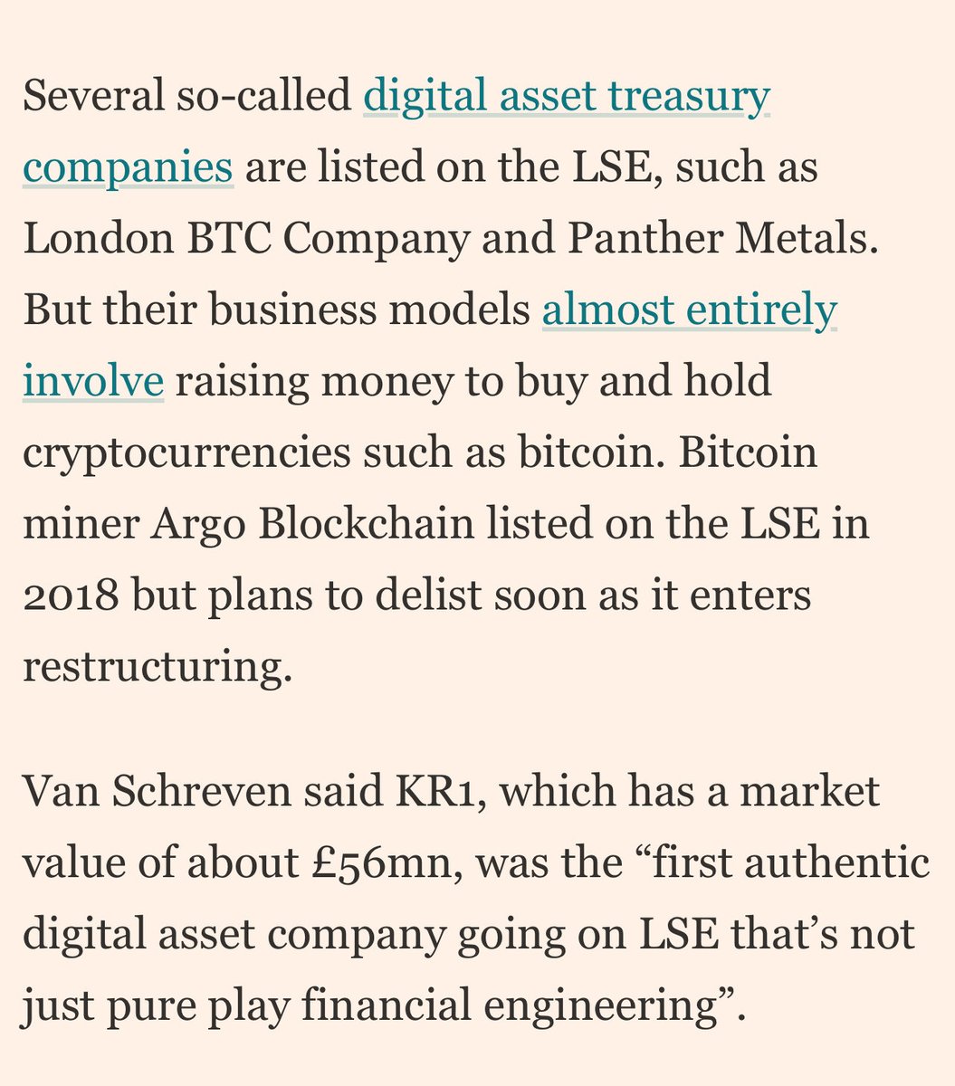In the Financial Times today…

…British crypto company #KR1 plans LSE debut as UK warms to industry:

ft.com/content/59c67f… 

$KR1.AQ $KROEF $K4H.F $KR1.L