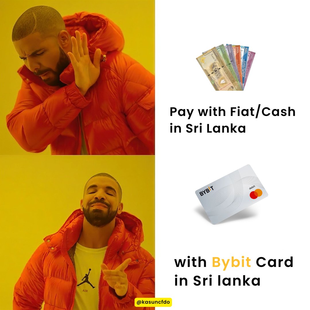 kasuncfdo's tweet image. Still paying the traditional way when you shop? 🙃
Go smart, tap to pay instantly with your Bybit Card 🇱🇰💳
Experience lightning-fast convenience in your hands ⚡

#Bybit #BybitLaunchPad #CryptoArk #Tether #usdt #TetherLKA
@BybitSriLanka
@Bybit_Official