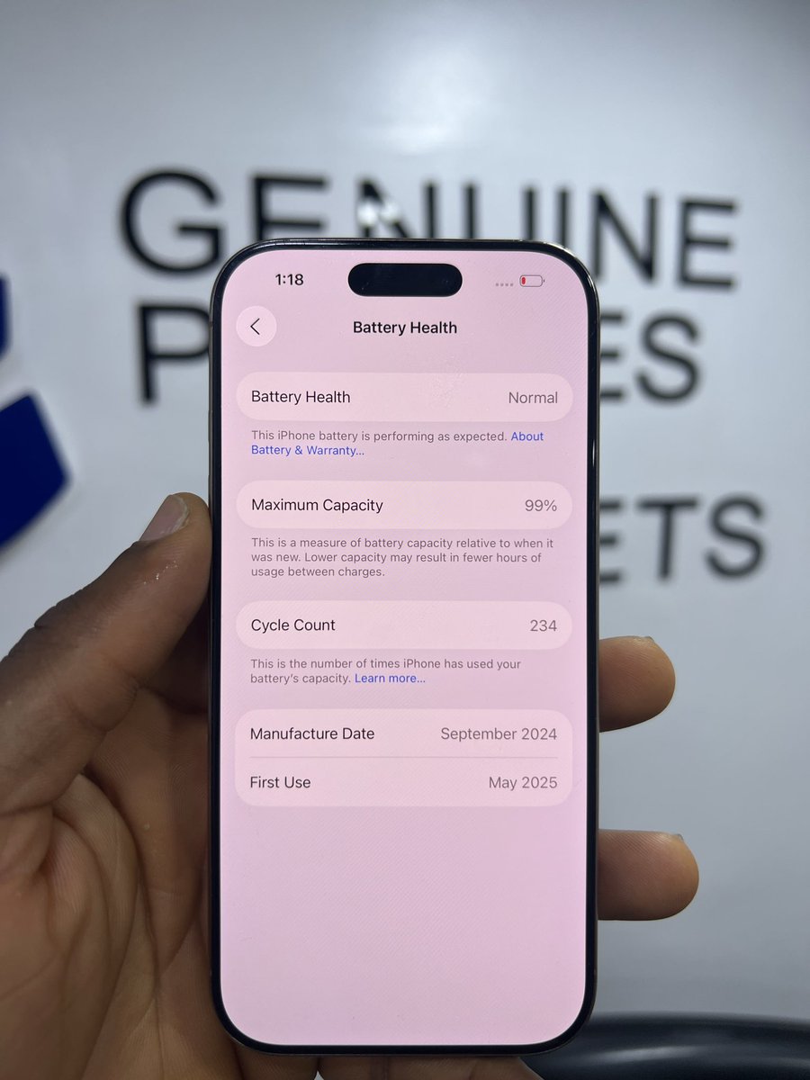 IPhone 16 Pro 128GB 

99% 🔋 || Crack Back

₦1,000,000

Free Screen Guard and Pouch 

Interested? WHATSAPP 📲 07032289686 
CALL GENUINE ☎️ 07032289686 

Please Kindly Retweet